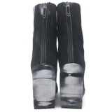 Off-White Dolls Tie Dye Suede Pointed Toe Wedge Boots Black Size 37 NEW