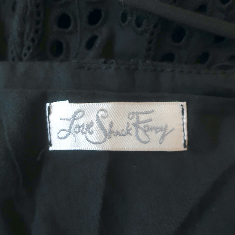 LoveShackFancy Melody Broderie Anglaise Midi Dress Black Size Large