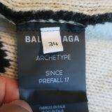 Balenciaga Allover Logo Sweater Black Wool-Camel Size 34 Crewneck Pullover