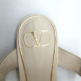 Valentino Roman Stud Ankle Strap Flat Sandals Cream Leather Size 36