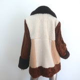 A.L.C. Stefan Colorblock Teddy Coat Brown/White Faux Fur Size Extra Large
