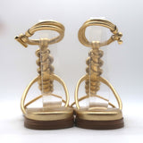 Gianvito Rossi Capua Braided T-Strap Sandals Gold Metallic Leather Size 36.5 NEW