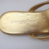 Gianvito Rossi Capua Braided T-Strap Sandals Gold Metallic Leather Size 36.5 NEW