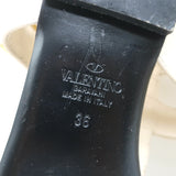 Valentino Roman Stud Ankle Strap Flat Sandals Cream Leather Size 36