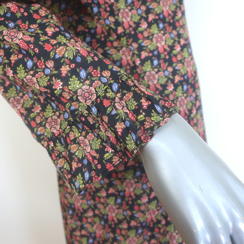 Doen Marisa Ruffle-Trimmed Maxi Dress Black Floral Print Cotton Size Medium