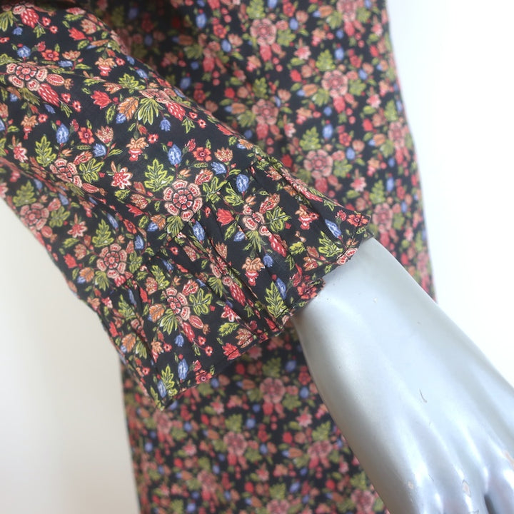 Doen Marisa Ruffle-Trimmed Maxi Dress Black Floral Print Cotton Size Medium