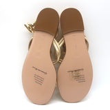 Gianvito Rossi Capua Braided T-Strap Sandals Gold Metallic Leather Size 36.5 NEW