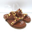 Valentino Roman Stud Slide Sandals Brown Leather Size 36