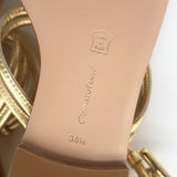 Gianvito Rossi Capua Braided T-Strap Sandals Gold Metallic Leather Size 36.5 NEW