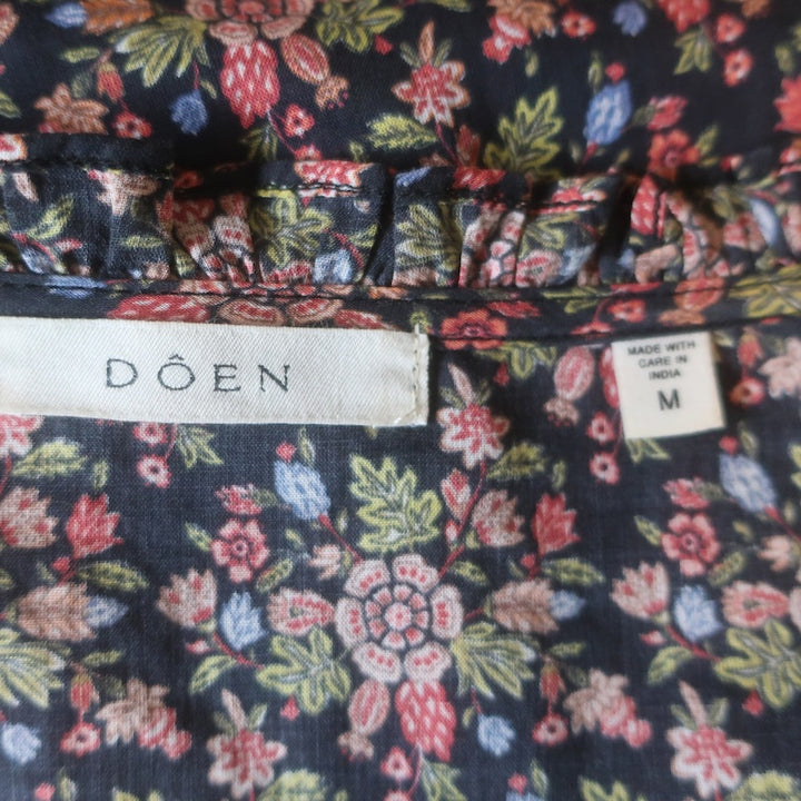 Doen Marisa Ruffle-Trimmed Maxi Dress Black Floral Print Cotton Size Medium