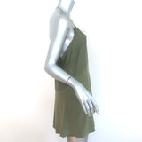 Anine Bing T-Back Mini Slip Dress Army Green Cotton-Silk Size Extra Small