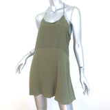 Anine Bing T-Back Mini Slip Dress Army Green Cotton-Silk Size Extra Small