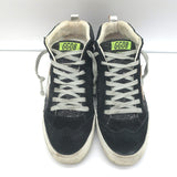 Golden Goose Mid Star Glitter Wing Tip Sneakers Black with Silver Star Size 38