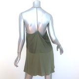 Anine Bing T-Back Mini Slip Dress Army Green Cotton-Silk Size Extra Small