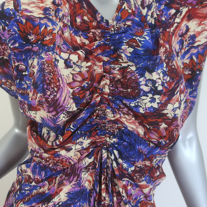Rachel Comey Hilma Ruched Midi Dress Multicolor Printed Silk Size 8