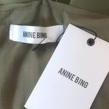 Anine Bing T-Back Mini Slip Dress Army Green Cotton-Silk Size Extra Small