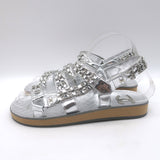 Chanel CC Chain Dad Sandals Silver Metallic Leather Size 36