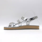 Chanel CC Chain Dad Sandals Silver Metallic Leather Size 36