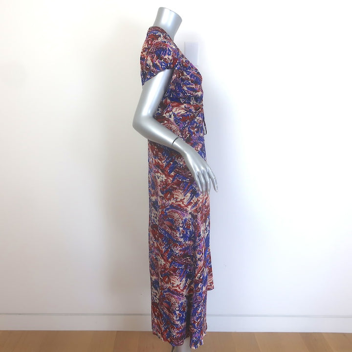 Rachel Comey Hilma Ruched Midi Dress Multicolor Printed Silk Size 8