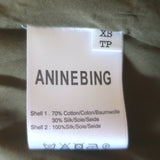 Anine Bing T-Back Mini Slip Dress Army Green Cotton-Silk Size Extra Small