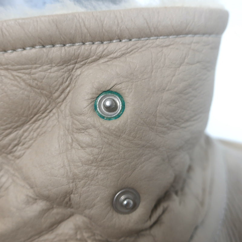 Jil Sander Shearling Zip-Up Coat Taupe Leather Size 36