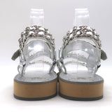 Chanel CC Chain Dad Sandals Silver Metallic Leather Size 36