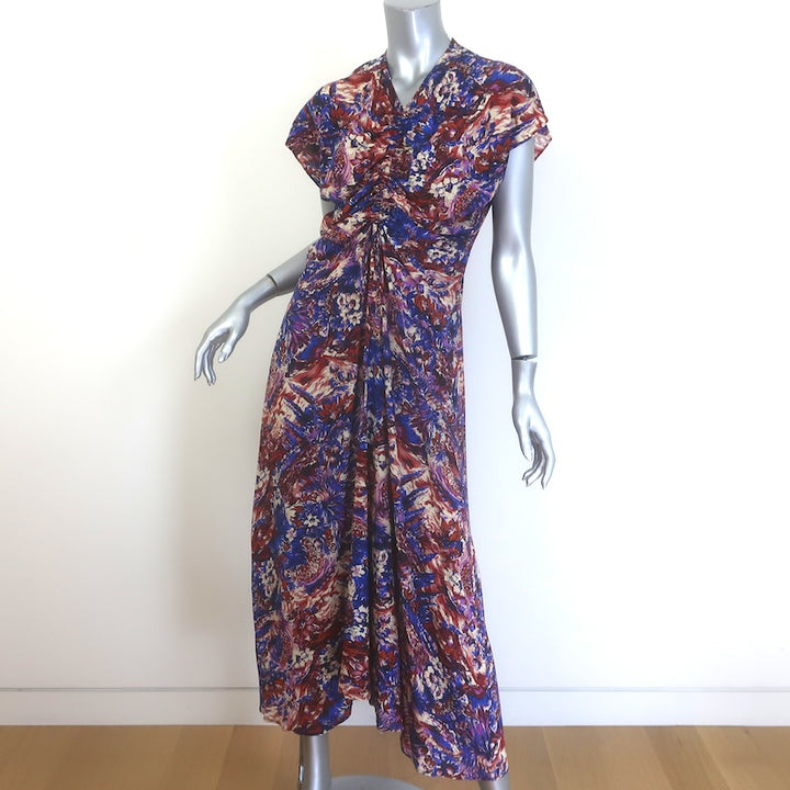 Rachel Comey Hilma Ruched Midi Dress Multicolor Printed Silk Size 8