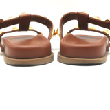 Valentino Roman Stud Slide Sandals Brown Leather Size 36