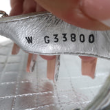 Chanel CC Chain Dad Sandals Silver Metallic Leather Size 36
