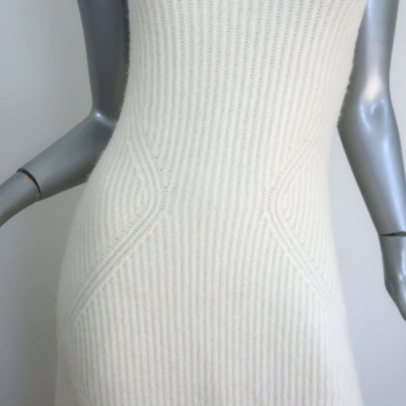 Cult Gaia Akiko Halter Midi Dress Cream Ribbed Knit Size Small NEW