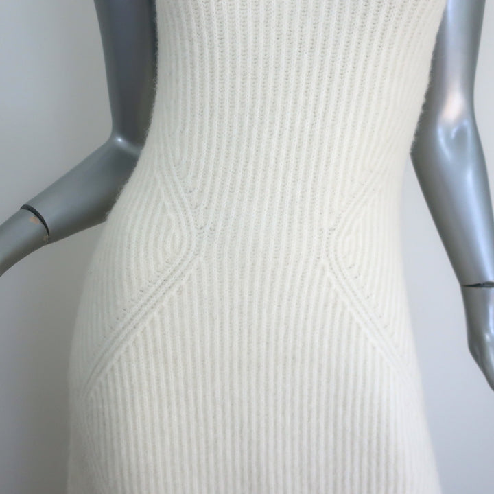 Cult Gaia Akiko Halter Midi Dress Cream Ribbed Knit Size Small NEW