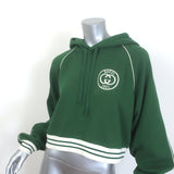Authentic Gucci Interlocking G cropped hoodie in rich green stretch cotton, pre-owned and gently worn