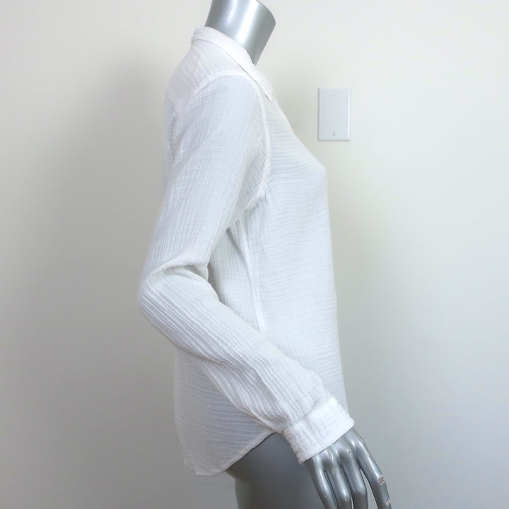 Xirena Scout Button Down Shirt White Cotton Gauze Size Medium Long Sleeve Top