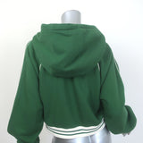 Gucci cropped Interlocking G hoodie sweatshirt in rich green stretch cotton, authentic pre-owned, gently worn