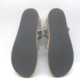 Chanel CC Chain Dad Sandals Silver Metallic Leather Size 36