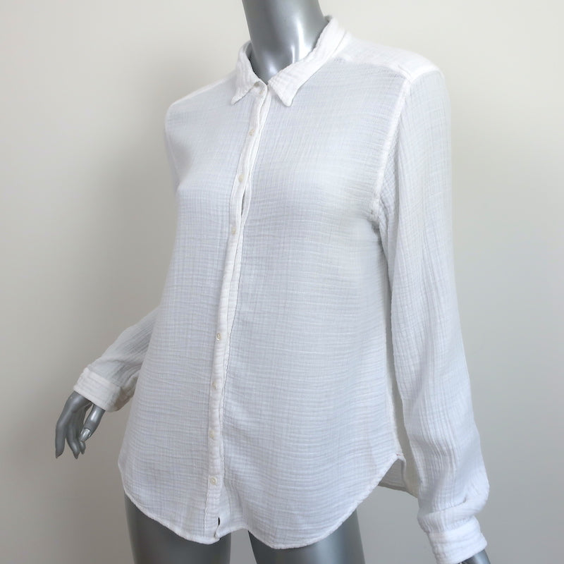 Xirena Scout Button Down Shirt White Cotton Gauze Size Medium Long Sleeve Top