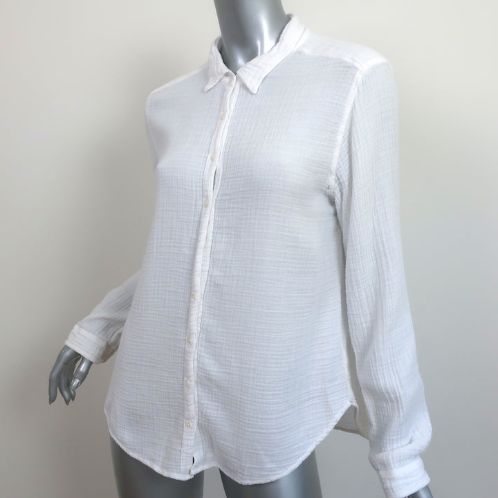 Xirena Scout Button Down Shirt White Cotton Gauze Size Medium Long Sleeve Top