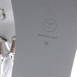 Chanel CC Chain Dad Sandals Silver Metallic Leather Size 36