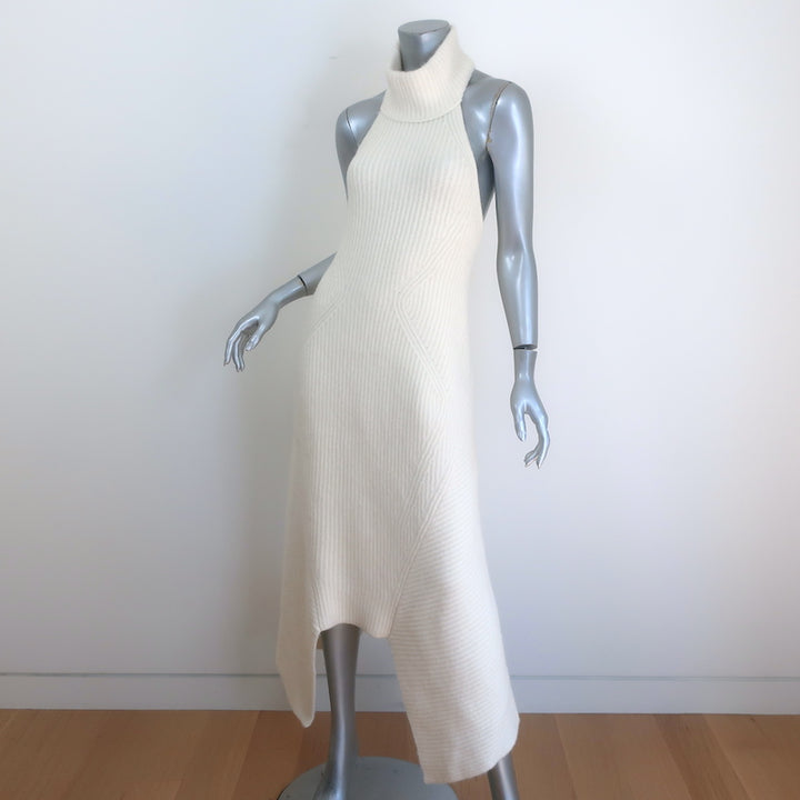 Cult Gaia Akiko Halter Midi Dress Cream Ribbed Knit Size Small NEW