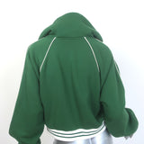 Gucci Interlocking G cropped hoodie in rich green stretch cotton, size S - pre-owned, gently worn luxury knit.