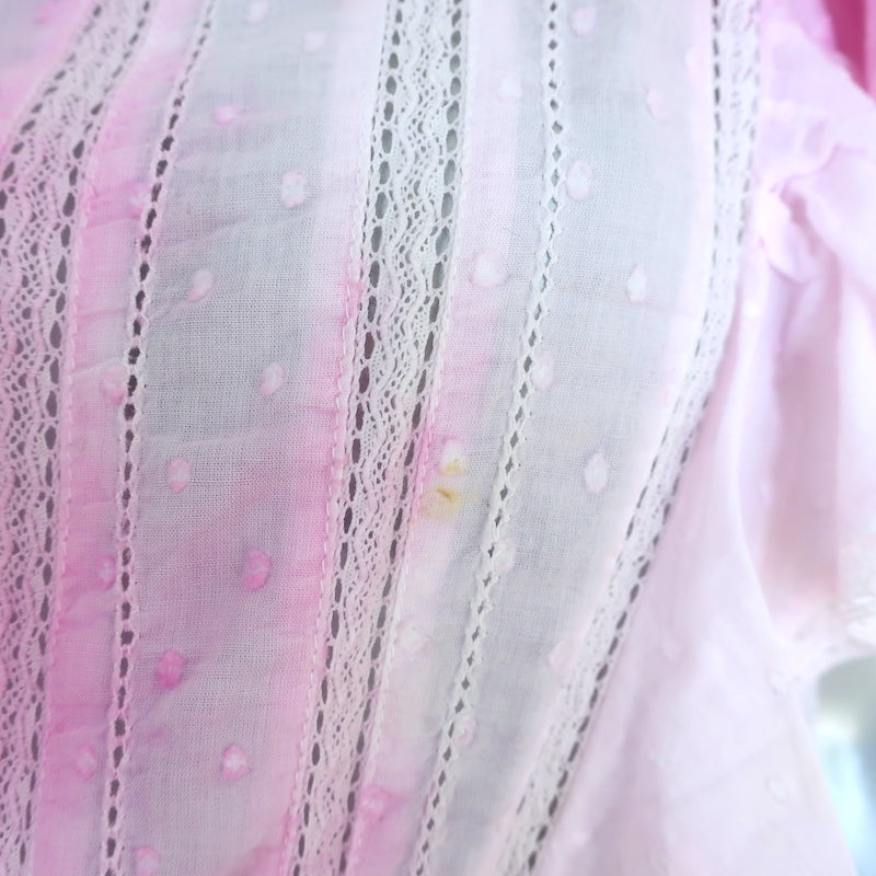 LoveShackFancy Natasha Ruffled Mini Dress Pink Tie Dye Cotton Size Large