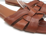 Saint Laurent Tribute Mules Brown Leather Size 36.5 Flat Slide Sandals