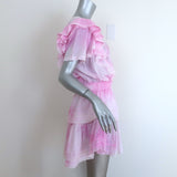 LoveShackFancy Natasha Ruffled Mini Dress Pink Tie Dye Cotton Size Large