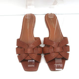 Saint Laurent Tribute Mules Brown Leather Size 36.5 Flat Slide Sandals