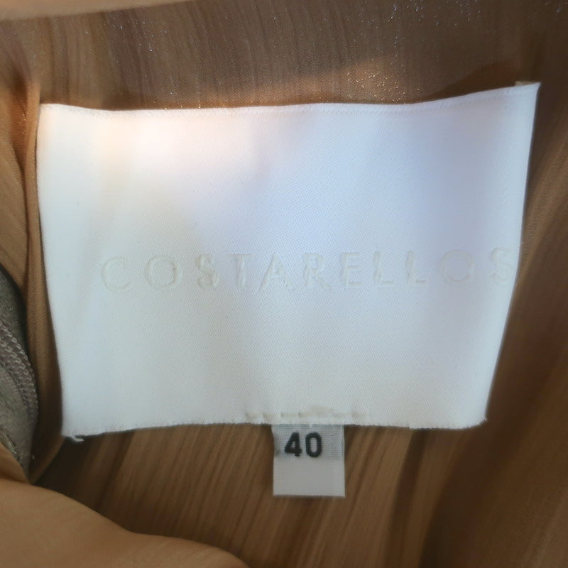 Costarellos Embroidered Tulle Gown Beige Size 40 Short Sleeve Maxi Dress