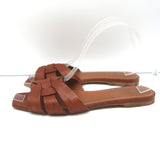 Saint Laurent Tribute Mules Brown Leather Size 36.5 Flat Slide Sandals