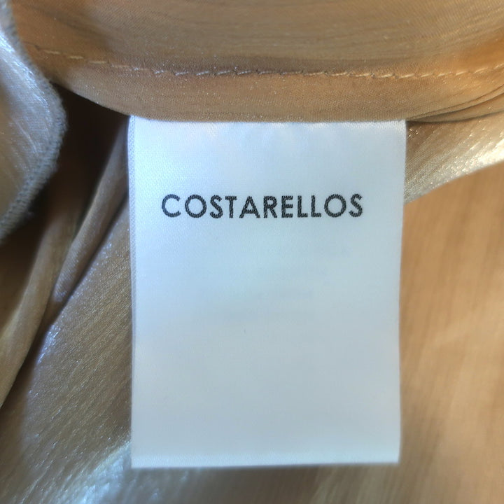 Costarellos Embroidered Tulle Gown Beige Size 40 Short Sleeve Maxi Dress