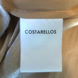 Costarellos Embroidered Tulle Gown Beige Size 40 Short Sleeve Maxi Dress