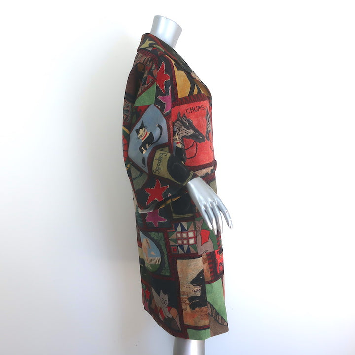 Libertine Americana Patchwork Hooked Rug Coat Multi Wool-Blend Size Large NEW