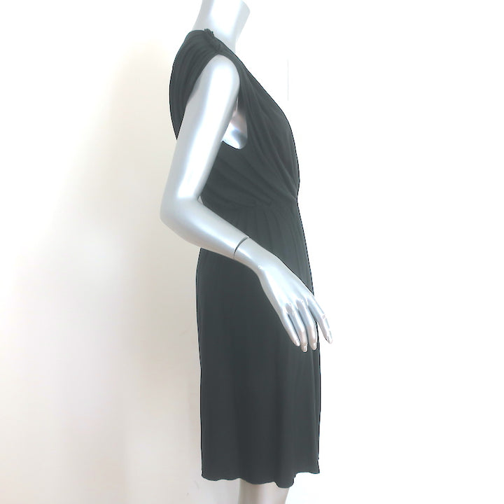Givenchy Sleeveless Wrap Dress Black Pleated Jersey Size Small